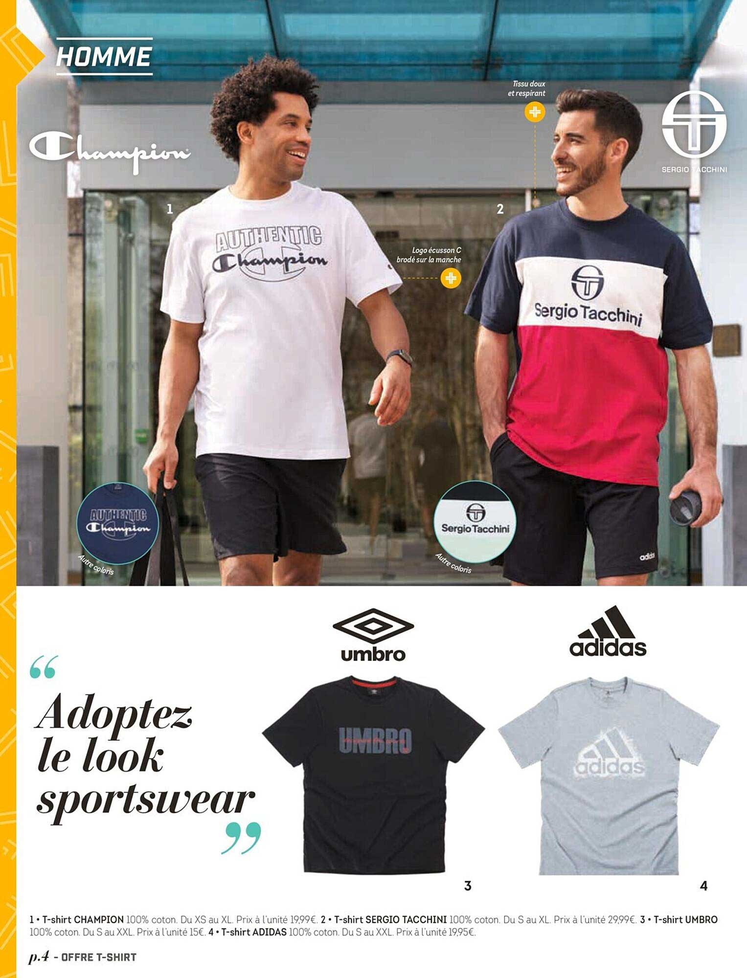 t-shirt champion, t-shirt tacchini, t-shirt umbro, t-shirt adidas