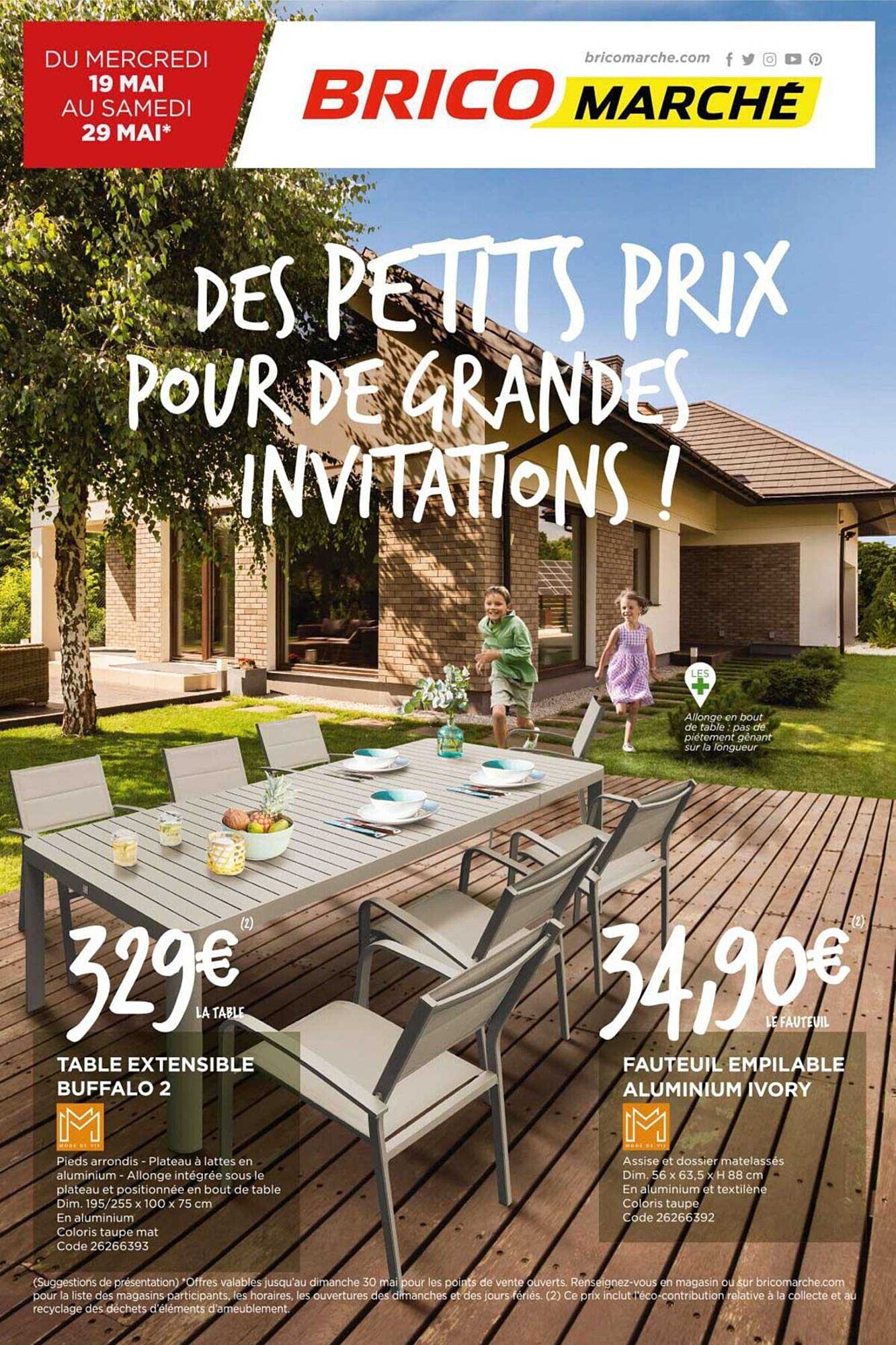 table extensible buffalo 2 fauteuil empilable aluminium ivory