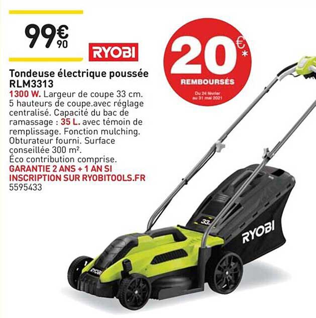 tondeuse électrique poussée ryobi