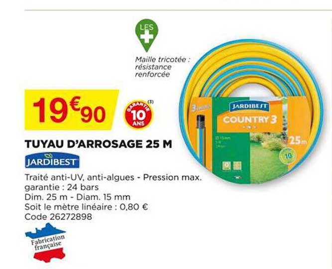 tuyau d'arrosage 25 m jardibest