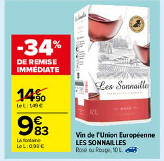 vin de l'union européenne les sonnailles -34% remise immédiate