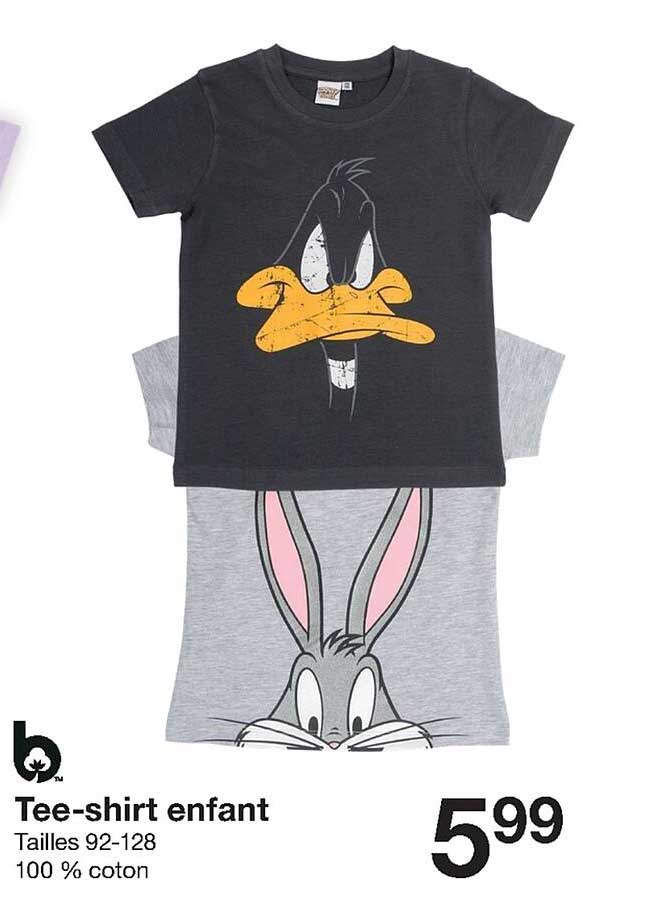 tee-shirt enfant tailles 92-128 100% coton