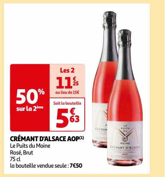 crémant d'alsace aop le puits du moine rosé du moine rosé, brut