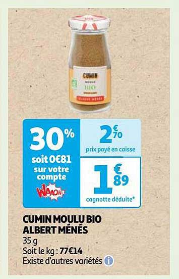 cumin moulu bio albert ménés