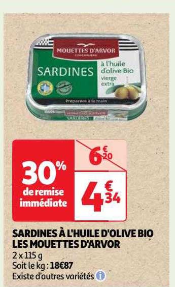 sardines à l'huile d'olive bio les mouettes d'arvor