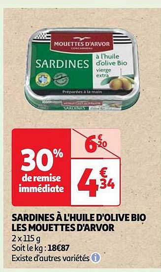sardines à l'huile d'olive bio les mouettes d'arvor