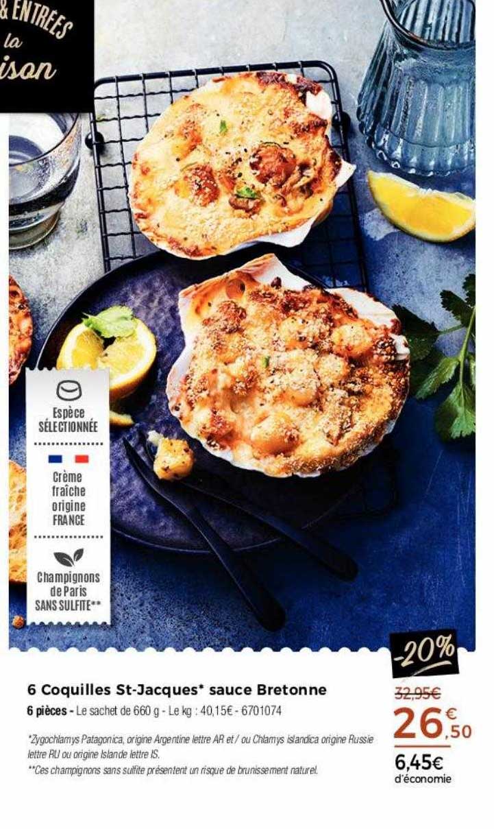 6 coquilles st-jacques sauce bretonne