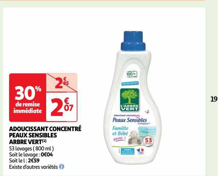 adoucissant concentré peaux sensibles arbre vert