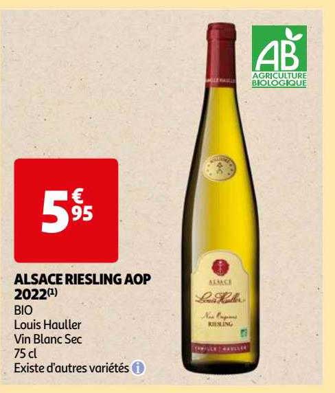 alsace riesling aop 2022 bio louis hauller vin blanc sec