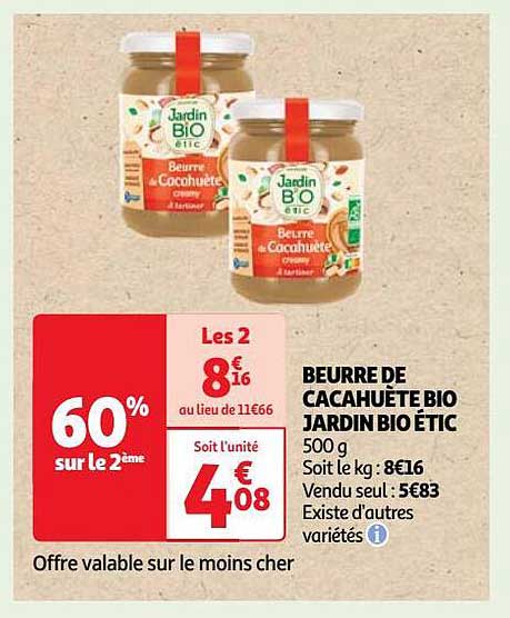 Beurre De Cacahuète Bio Jardin Bio étic