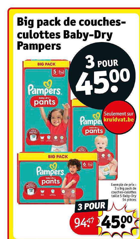 big pack de couches-culottes baby-dry pampers