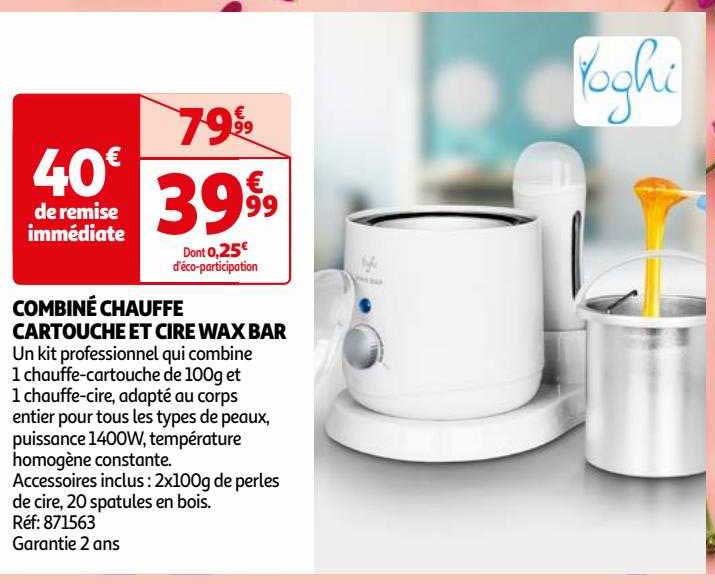 combiné chauffe cartouche et cire wax bar yoghi