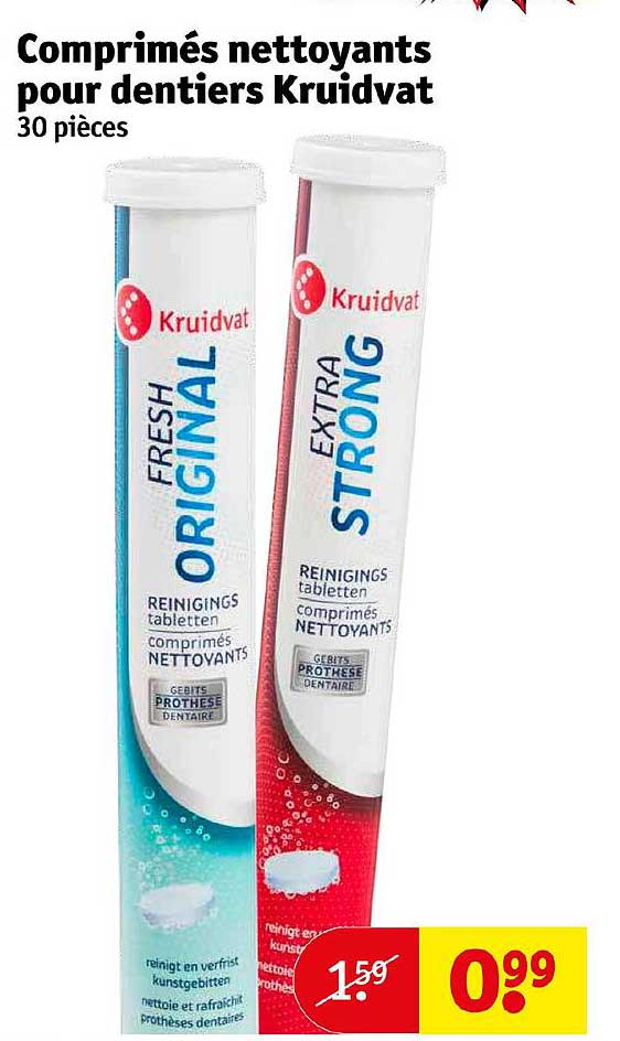 comprimés nettoyants pour dentiers kruidvat