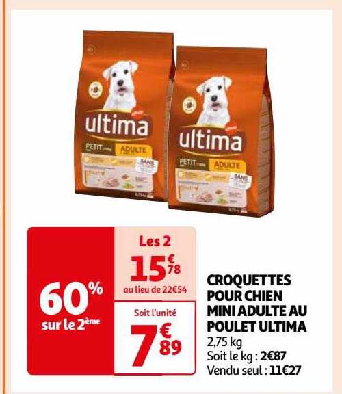Croquettes Pour Chien Mini Adulte Au Poulet Ultima
