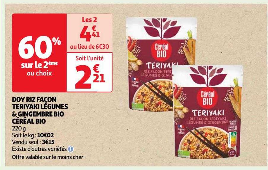 doy riz façon teriyaki légumes & gingembre bio céréal bio