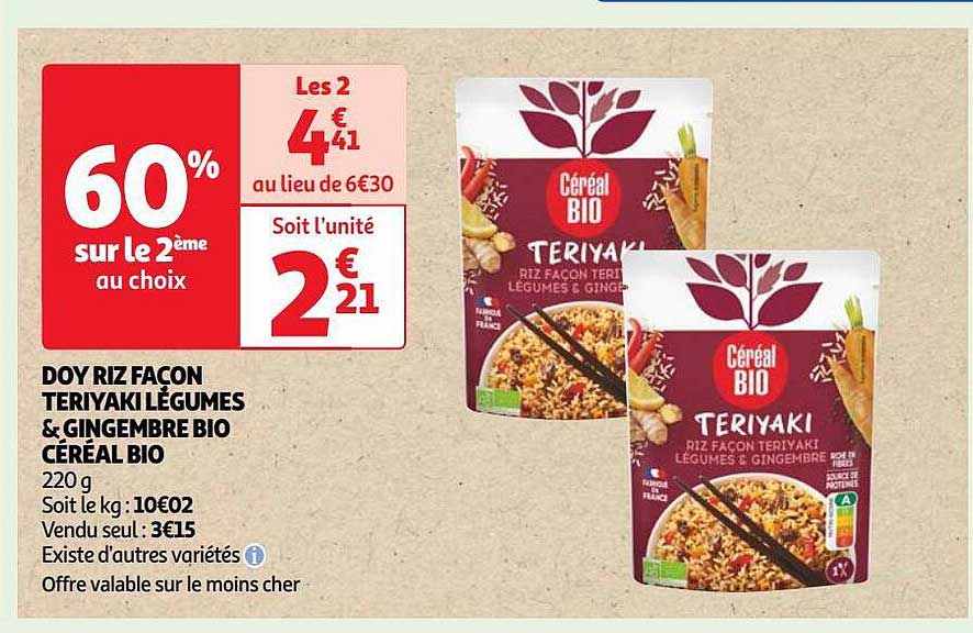 doy riz façon teriyaki légumes & gingembre bio céréal bio