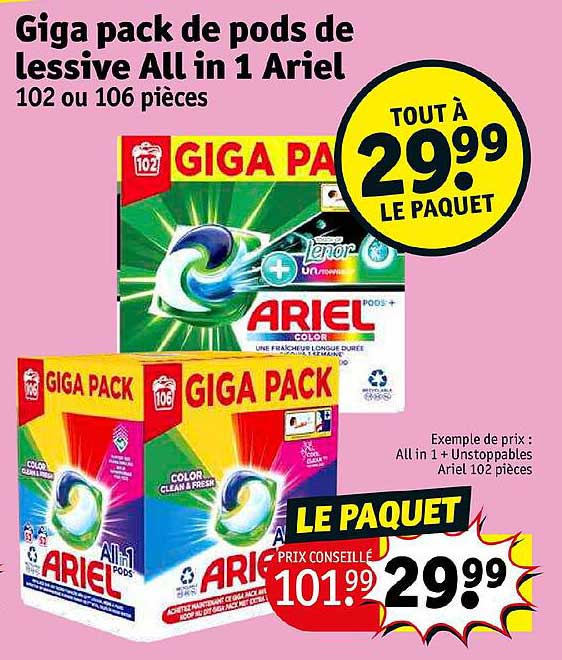 giga pack de pods de lessive all in 1 ariel