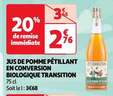 jus de pomme pétillant en conversion biologique transition