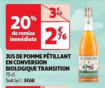 jus de pomme pétillant en conversion biologique transition