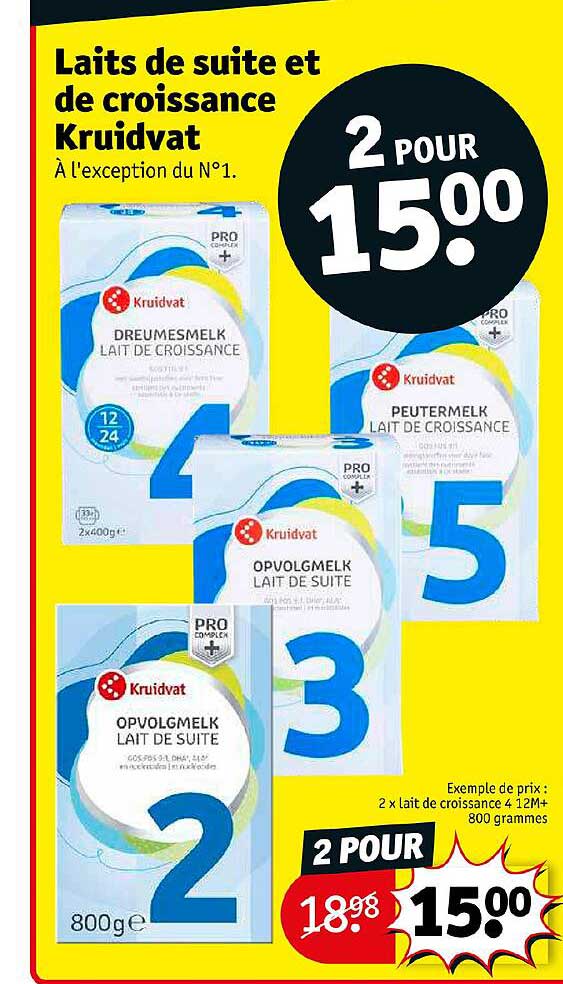 laits de suite et de croissance kruidvat