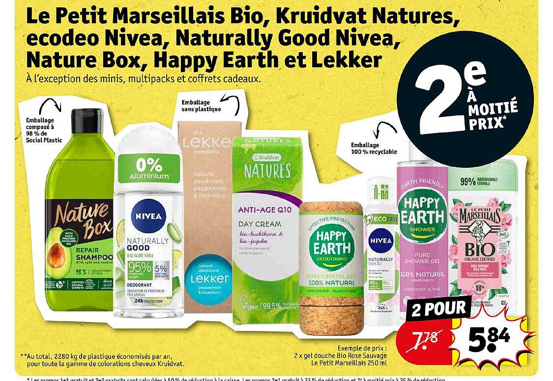 le petit marseillais bio, kruidvat natures, ecodeo nivea, naturally good nivea, nature box, happy earth et lekker