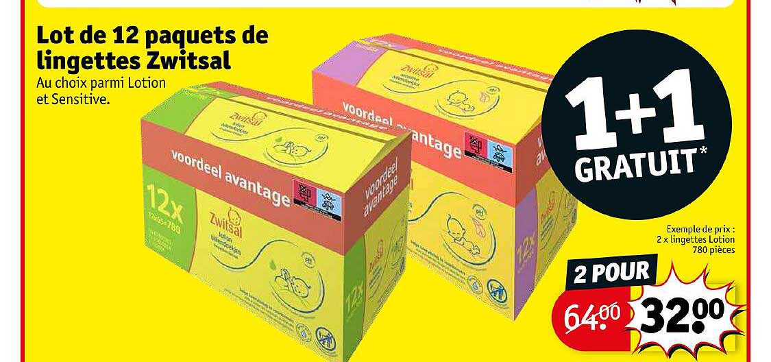 lot de 12 paquets de lingettes zwitsal