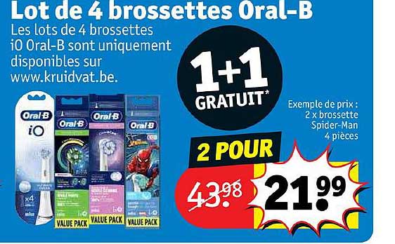 lot de 4 brossettes oral-b