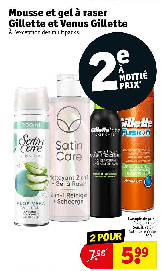 mousse et gel à raser gillette et venus gillette