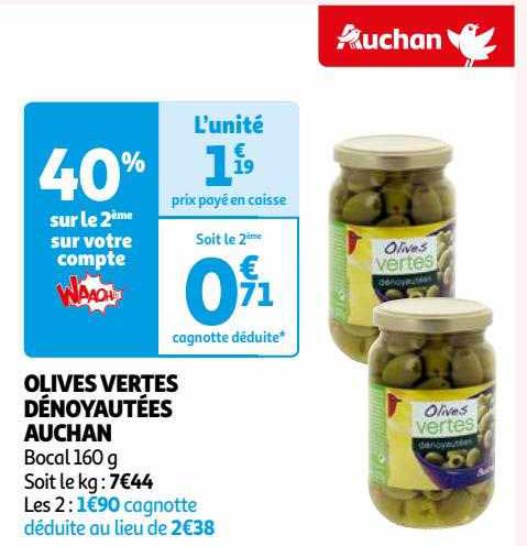 Olives Vertes Dénoyautées Auchan