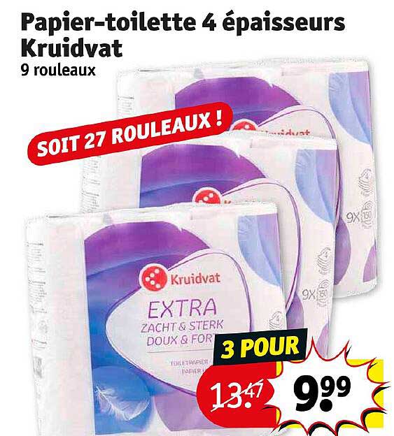 papier-toilette 4 épaisseurs kruidvat