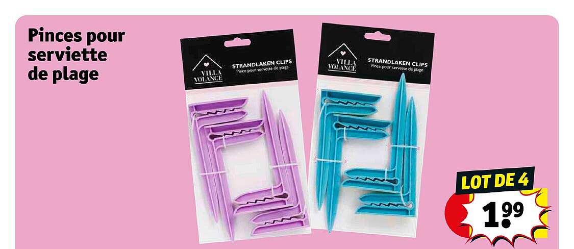 pinces pour serviette de plage villa volance