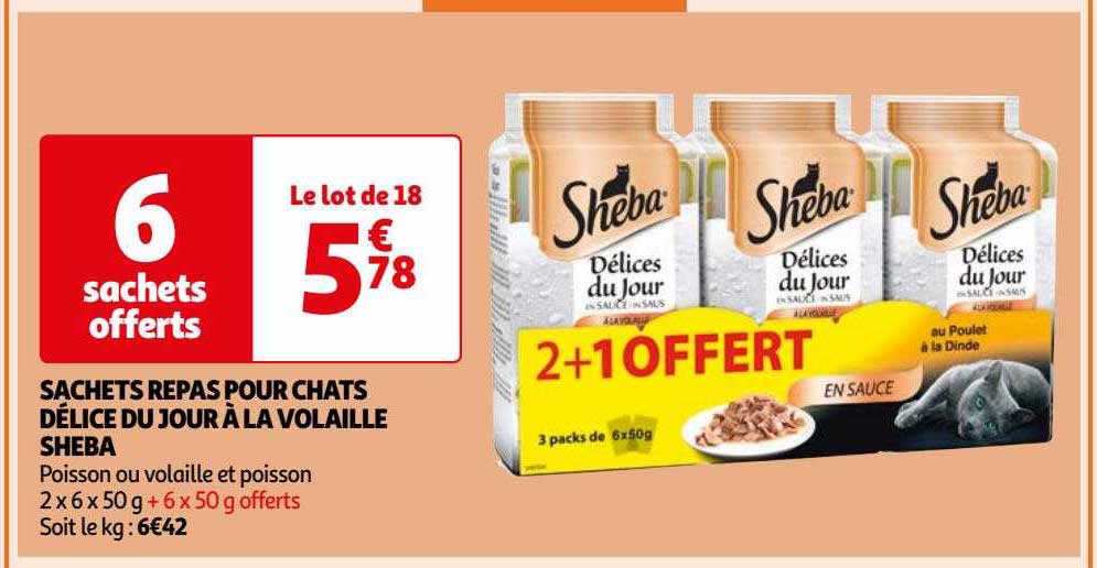 Sachets Repas Pour Chats Délice Du Jour à La Volaille Sheba