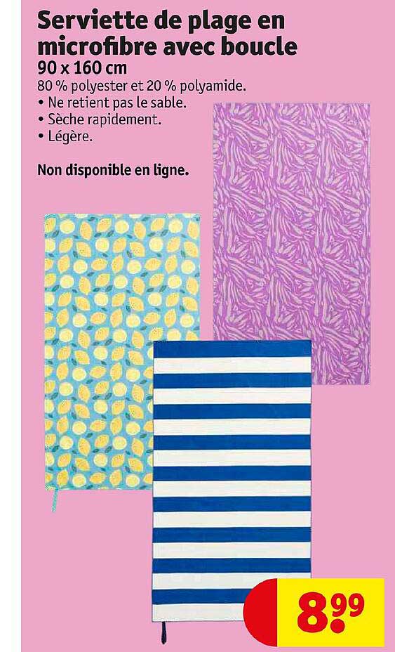 serviette de plage en microfibre avec boucle