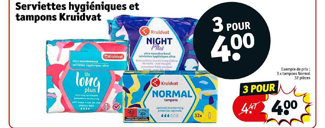 serviettes hygiéniques et tampons kruidvat