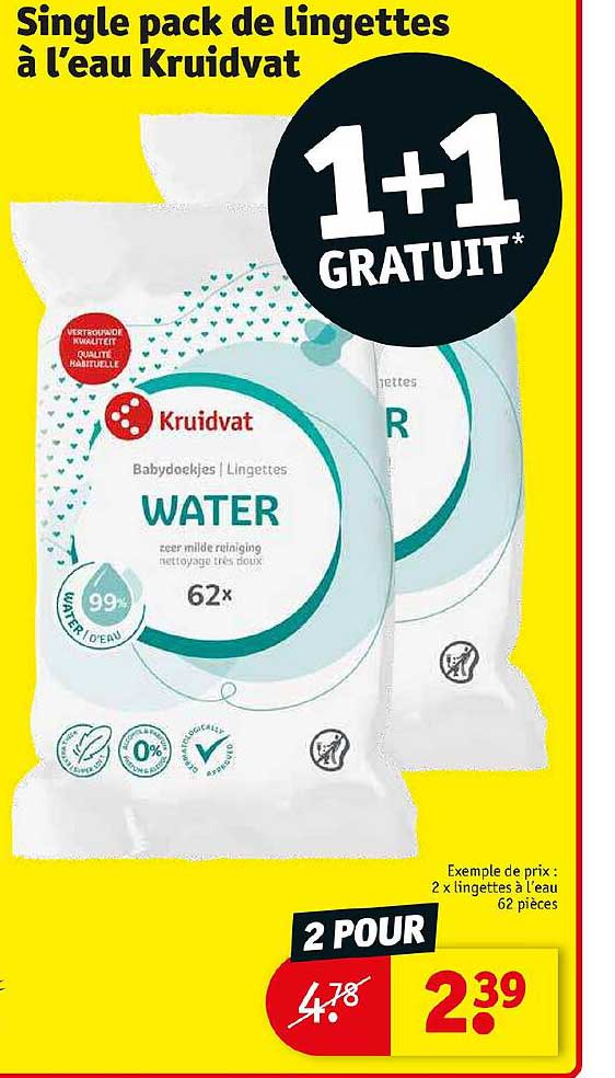 single pack de lingettes à l'eau kruidvat