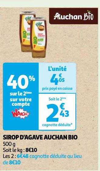 sirop d'agave auchan bio