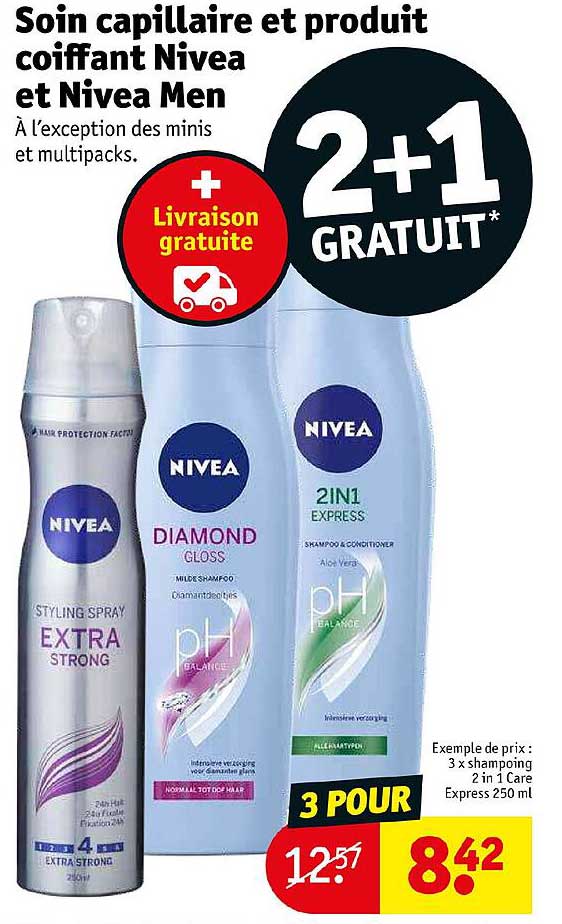 soin capillaire et produit coiffant nivea et nivea men