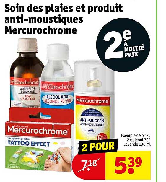 soin des plaies et produit anti-moustiques mercurochrome