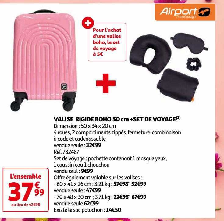 valise rigide boho 50 cm + set de voyage airport