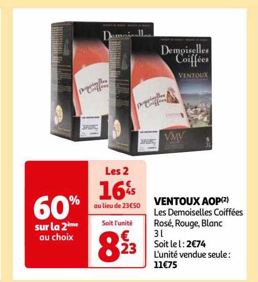 ventoux aop les demoiselles coiffées rosé, rouge, blanc