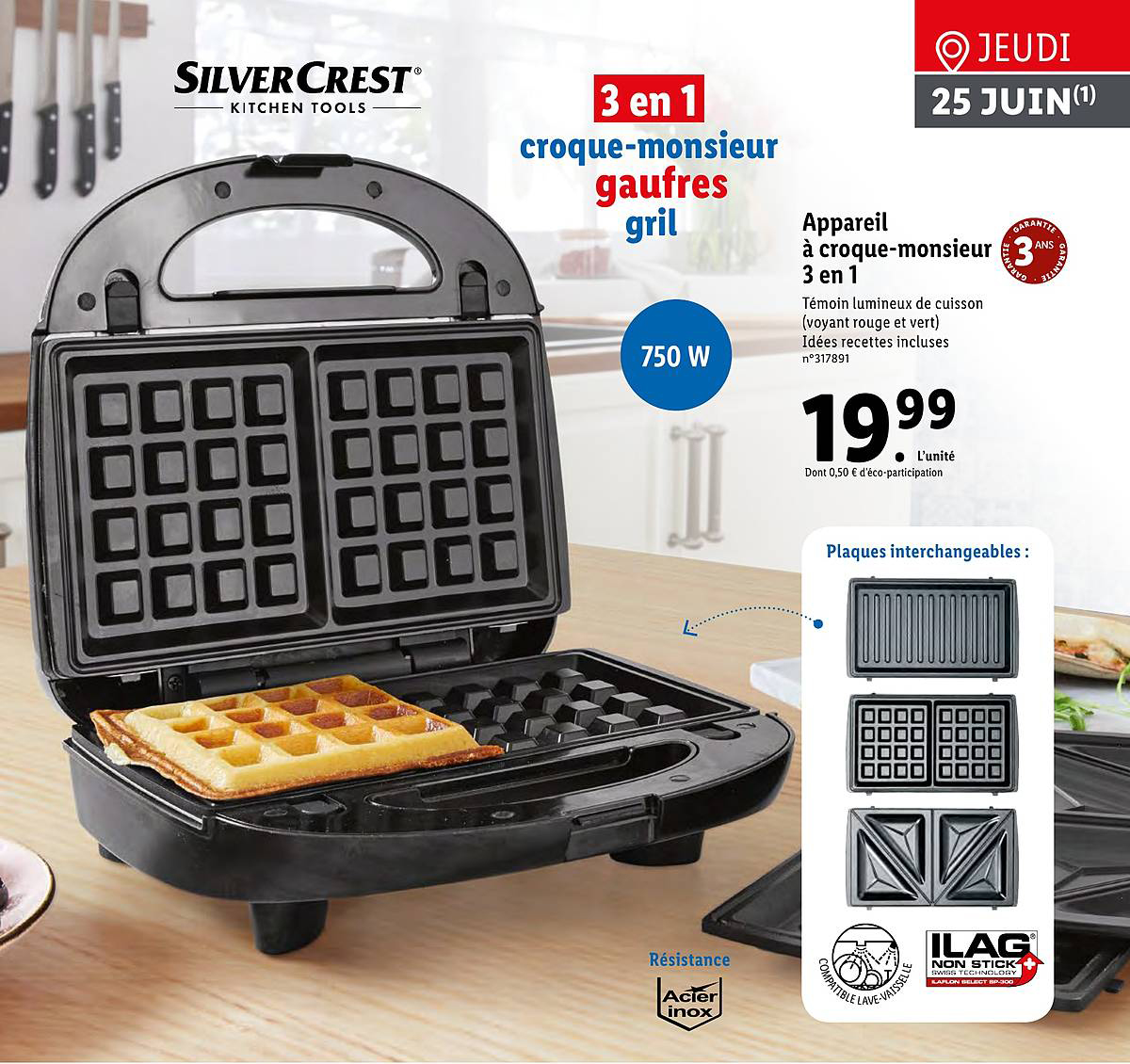 Appareil à Croque Monsieur 3 En 1 Silver Crest