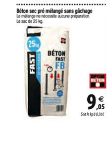 béton sec pré mélangé sans gâchage