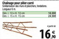 chaînage pour pillier carré