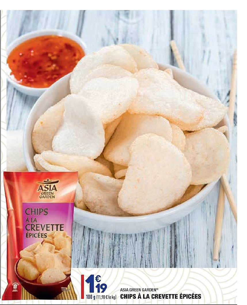 chips à la crevette épicées asia green garden