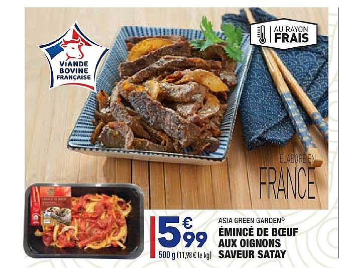 émincé de bœuf aux oignons saveur satay asia green garden