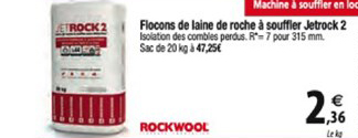 flocons de laine de roche à souffler jetrock 2 rockwool