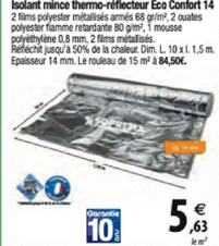 isolant mince thermo réflecteur eco confort 14