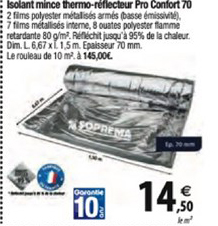 isolant mince thermo réflecteur pro confort 70