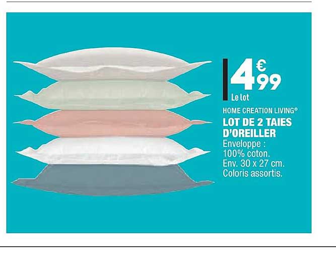 lot de 2 taies d'oreiller home creation living