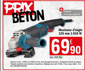 Meuleuse D'angle 125 Mm 1010 W